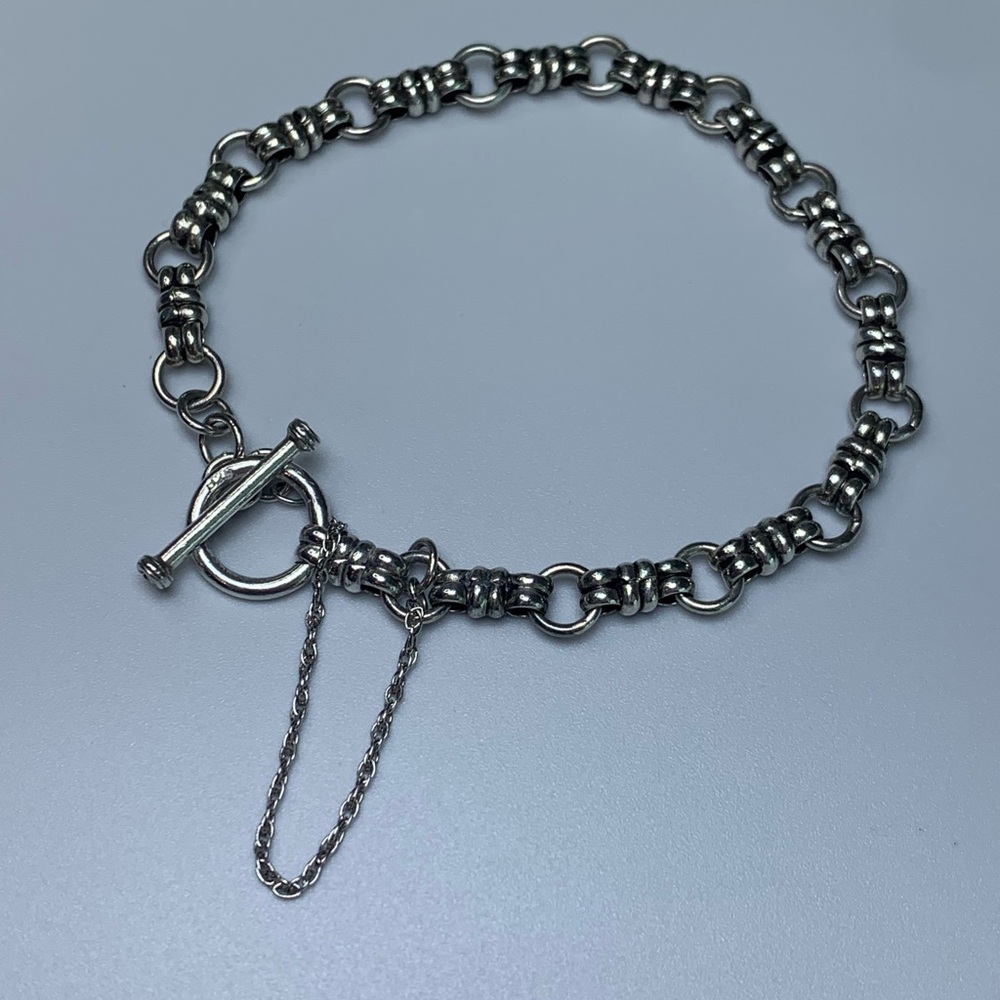 Sterling Silver ‘Candy Wrapper’ Link Toggle Clasp… - image 7